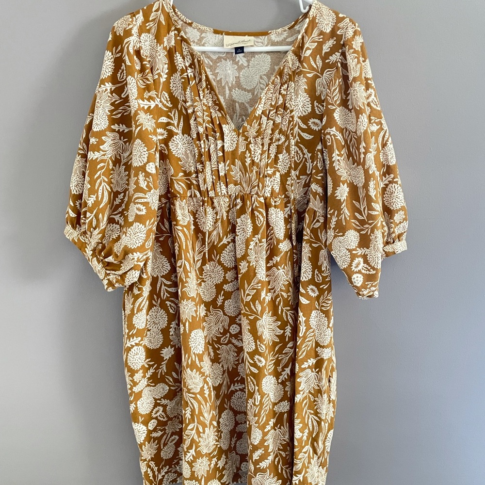 Universal Thread Mustard Patterned Dress